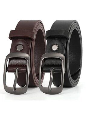 Plus Size Womens Leather Belts 2 Pack Cowhide Waist Belt Jeans Dress Pants